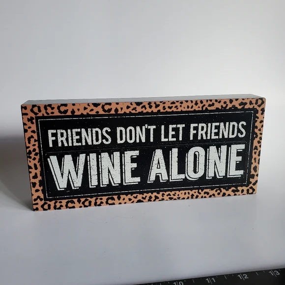 Wine Home Decor Box Sign Funny Leopard Print - Picture 2 of 4